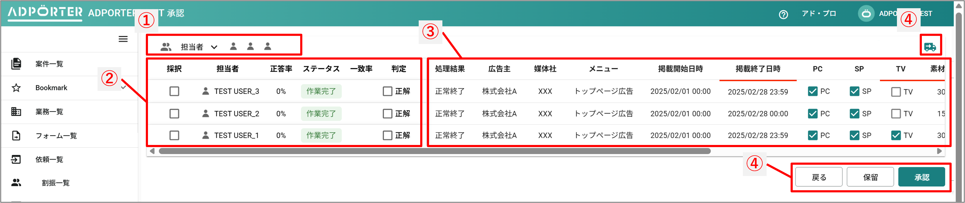 承認サマリー画面